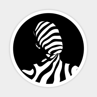 Dynamic Abstract Female Profile in Op Art Geometry Magnet